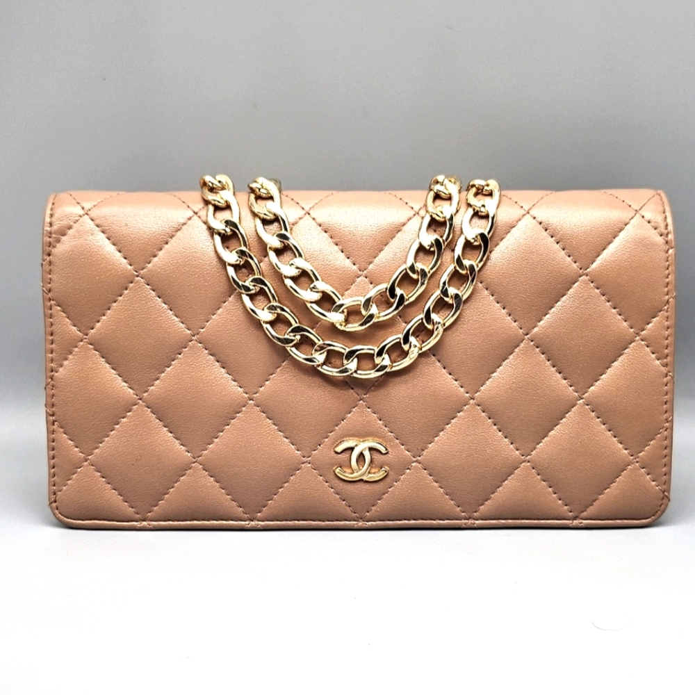 🖤CANEL Tan Quilted Leather Wallet/Clutch🖤 - Picture 1 of 17